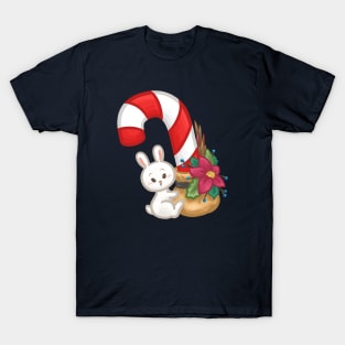 Bunny Candy Cane Christmas T-Shirt